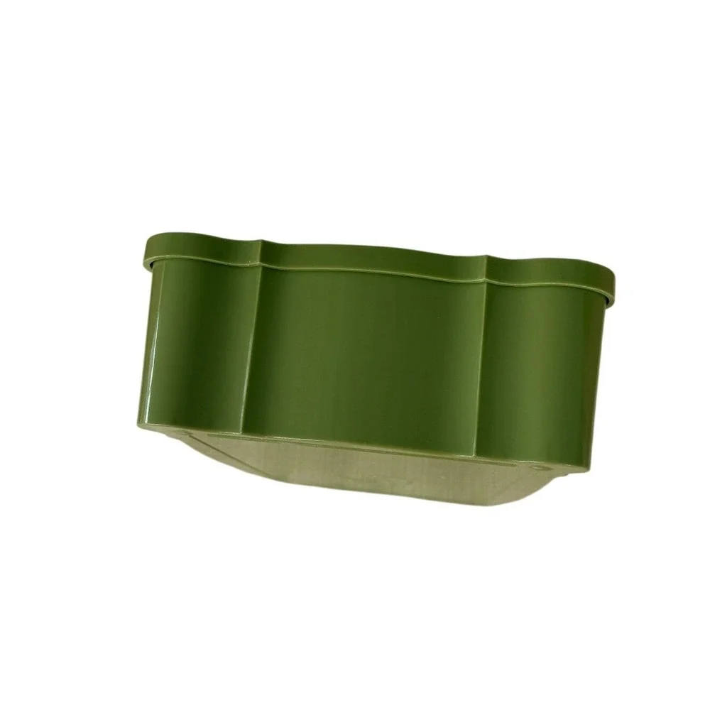 Schwarz Bros Plastics Tissue Holder Vintage Olive Green Floral MCM Decor Kitsch